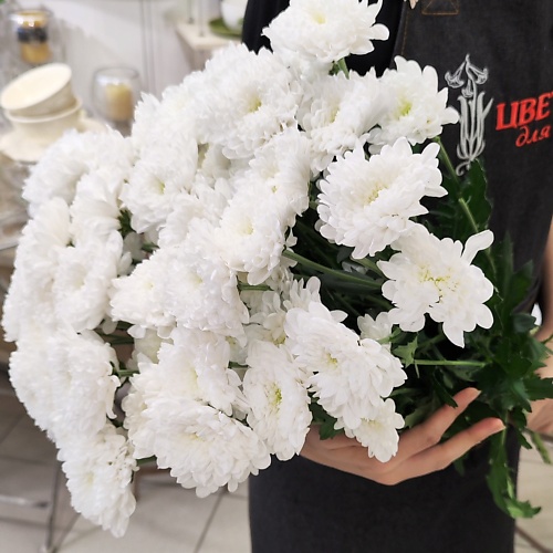 Букет живых цветов ЦВЕТЫ ДЛЯ ВАС Букет из 9 кустовых хризантем белых