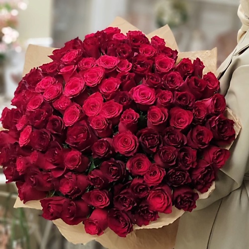 Букет живых цветов ЦВЕТЫ ДЛЯ ВАС Букет из 101 розы красная (Кения)